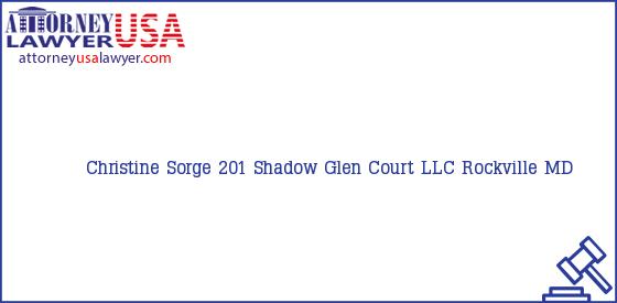 Telephone, Address and other contact data of Christine Sorge, Rockville, MD, USA