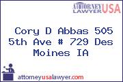 Cory D Abbas 505 5th Ave # 729 Des Moines IA
