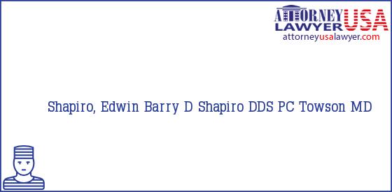Telephone, Address and other contact data of Shapiro, Edwin, Towson, MD, USA