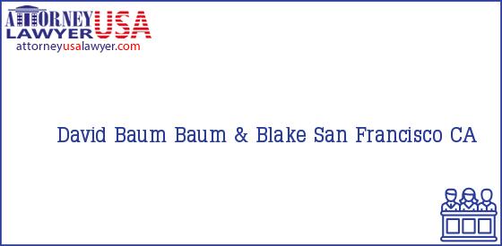 Telephone, Address and other contact data of David Baum, San Francisco, CA, USA
