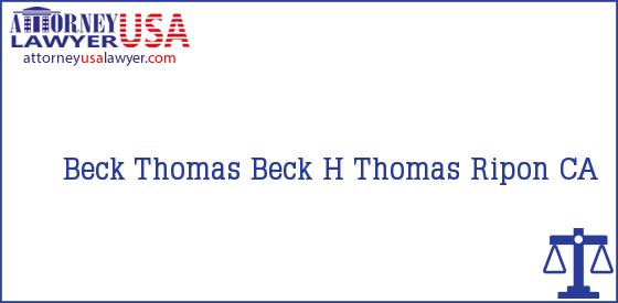 Telephone, Address and other contact data of Beck Thomas, Ripon, CA, USA