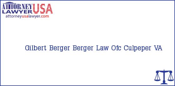 Telephone, Address and other contact data of Gilbert Berger, Culpeper, VA, USA