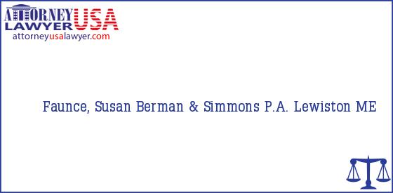 Telephone, Address and other contact data of Faunce, Susan, Lewiston, ME, USA