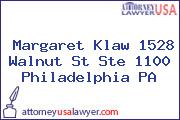 Margaret Klaw 1528 Walnut St Ste 1100 Philadelphia PA