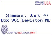 Simmons, Jack PO Box 961 Lewiston ME