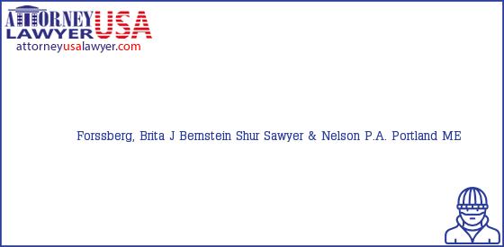 Telephone, Address and other contact data of Forssberg, Brita J, Portland, ME, USA