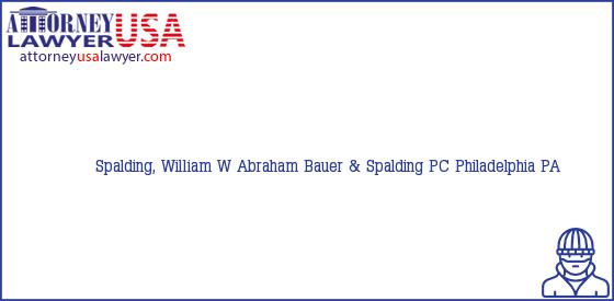 Telephone, Address and other contact data of Spalding, William W, Philadelphia, PA, USA