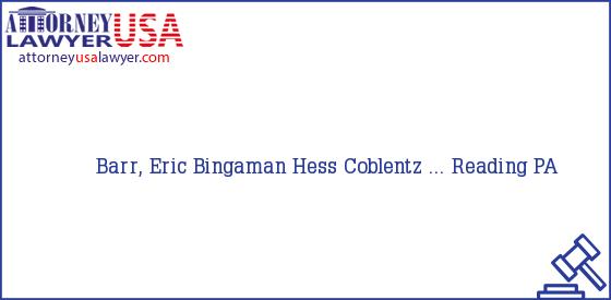 Telephone, Address and other contact data of Barr, Eric, Reading, PA, USA