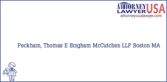 Telephone, Address and other contact data of Peckham, Thomas E, Boston, MA, USA