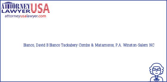 Telephone, Address and other contact data of Blanco, David B, Winston-Salem, NC, USA
