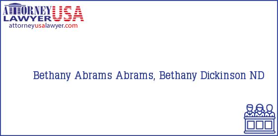 Telephone, Address and other contact data of Bethany Abrams, Dickinson, ND, USA