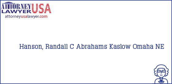 Telephone, Address and other contact data of Hanson, Randall C, Omaha, NE, USA