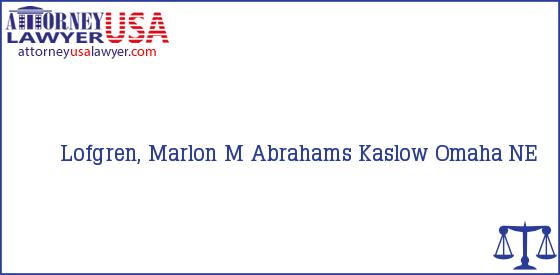 Telephone, Address and other contact data of Lofgren, Marlon M, Omaha, NE, USA