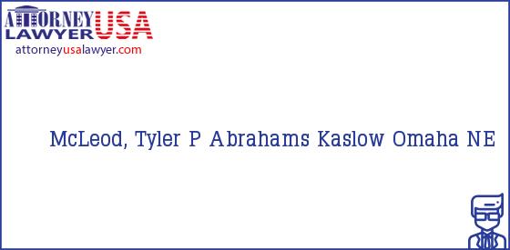 Telephone, Address and other contact data of McLeod, Tyler P, Omaha, NE, USA