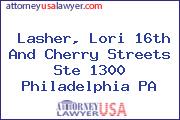 Lasher, Lori 16th And Cherry Streets Ste 1300 Philadelphia PA