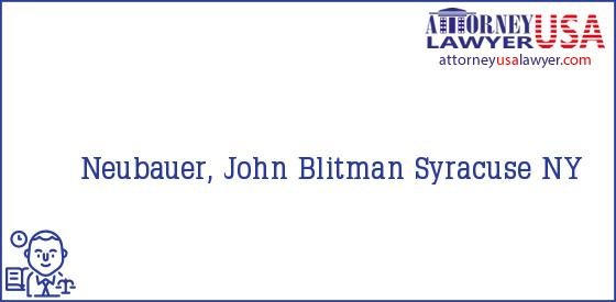 Telephone, Address and other contact data of Neubauer, John, Syracuse, NY, USA