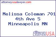 Melissa Coleman 701 4th Ave S Minneapolis MN