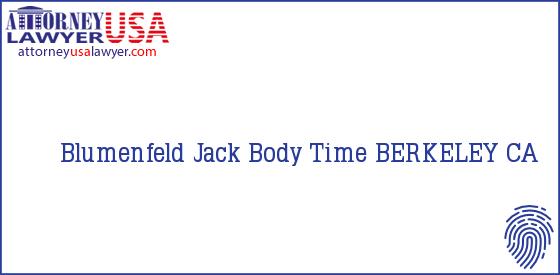 Telephone, Address and other contact data of Blumenfeld Jack, BERKELEY, CA, USA