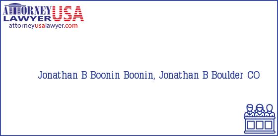 Telephone, Address and other contact data of Jonathan B Boonin, Boulder, CO, USA