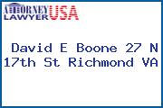 David E Boone 27 N 17th St Richmond VA