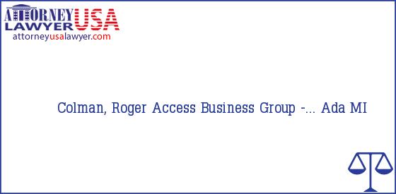 Telephone, Address and other contact data of Colman, Roger, Ada, MI, USA