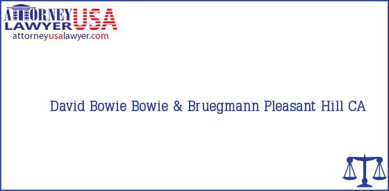 Telephone, Address and other contact data of David Bowie, Pleasant Hill, CA, USA