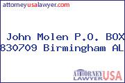 John Molen P.O. BOX 830709 Birmingham AL