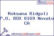 Roksana Bidgoli P.O. BOX 6169 Novato CA