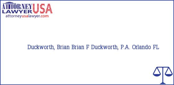 Telephone, Address and other contact data of Duckworth, Brian, Orlando, FL, USA