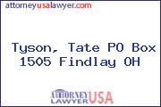 Tyson, Tate PO Box 1505 Findlay OH