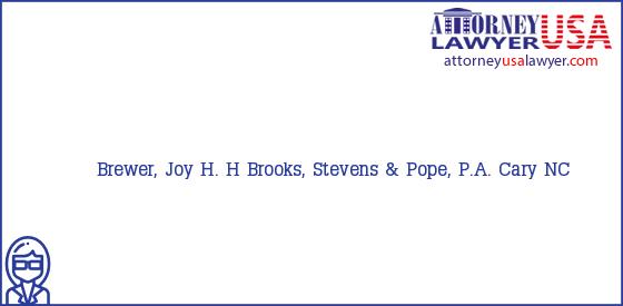 Telephone, Address and other contact data of Brewer, Joy H. H, Cary, NC, USA