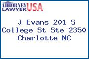 J Evans 201 S College St Ste 2350 Charlotte NC