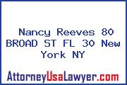 Nancy Reeves 80 BROAD ST FL 30 New York NY