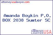 Amanda Boykin P.O. BOX 2038 Sumter SC