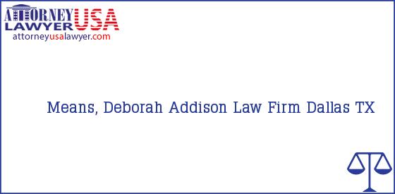 Telephone, Address and other contact data of Means, Deborah, Dallas, TX, USA
