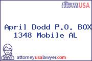 April Dodd P.O. BOX 1348 Mobile AL