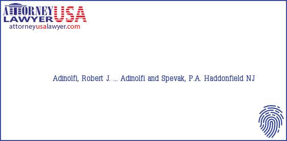 Telephone, Address and other contact data of Adinolfi, Robert J. ..., Haddonfield, NJ, USA