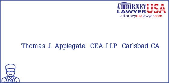 Telephone, Address and other contact data of Thomas J. Applegate , Carlsbad, CA, USA