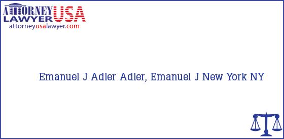Telephone, Address and other contact data of Emanuel J Adler, New York, NY, USA