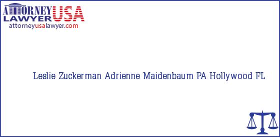 Telephone, Address and other contact data of Leslie Zuckerman, Hollywood, FL, USA