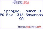 Sprague, Lauren D PO Box 1313 Savannah GA