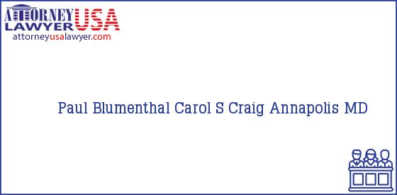 Telephone, Address and other contact data of Paul Blumenthal, Annapolis, MD, USA
