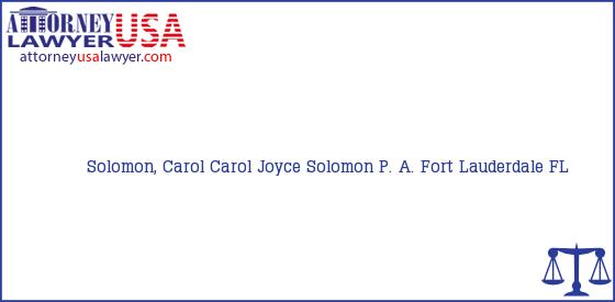 Telephone, Address and other contact data of Solomon, Carol, Fort Lauderdale, FL, USA