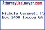 Nichole Carswell Po Box 1408 Toccoa GA