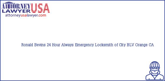 Telephone, Address and other contact data of Ronald Bevins, Orange, CA, USA