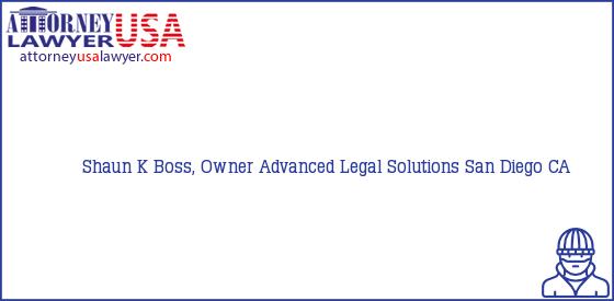 Telephone, Address and other contact data of Shaun K Boss, Owner, San Diego, CA, USA