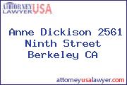 Anne Dickison 2561 Ninth Street Berkeley CA
