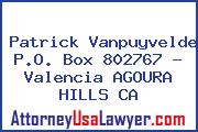 Patrick Vanpuyvelde P.O. Box 802767 - Valencia AGOURA HILLS CA