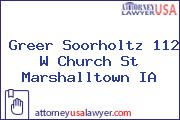 Greer Soorholtz 112 W Church St Marshalltown IA