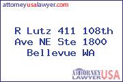 R Lutz 411 108th Ave NE Ste 1800 Bellevue WA